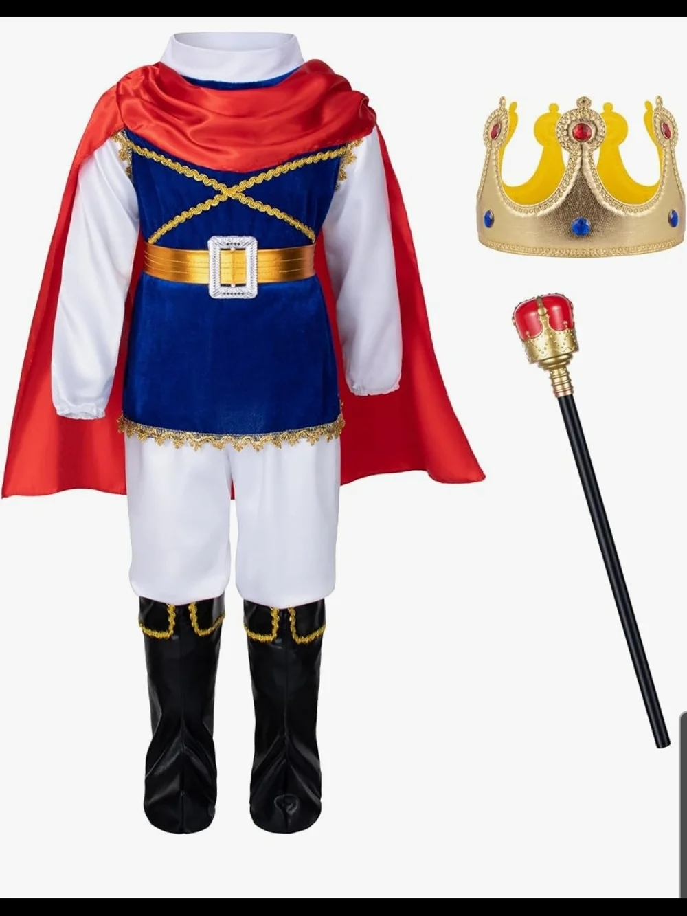 Royal Prince Costume for Kids - Blue, Red & Gold Fits 3 Year Olds